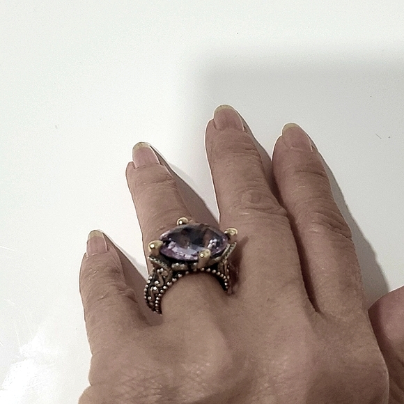 BARBARA BIXBY AMETHYST Hidden Enamel FLOWER Ring - Picture 10 of 10